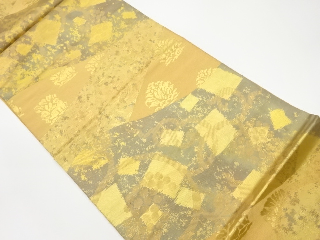JAPANESE KIMONO / VINTAGE FUKURO OBI / WOVEN FLORAL PLANTS